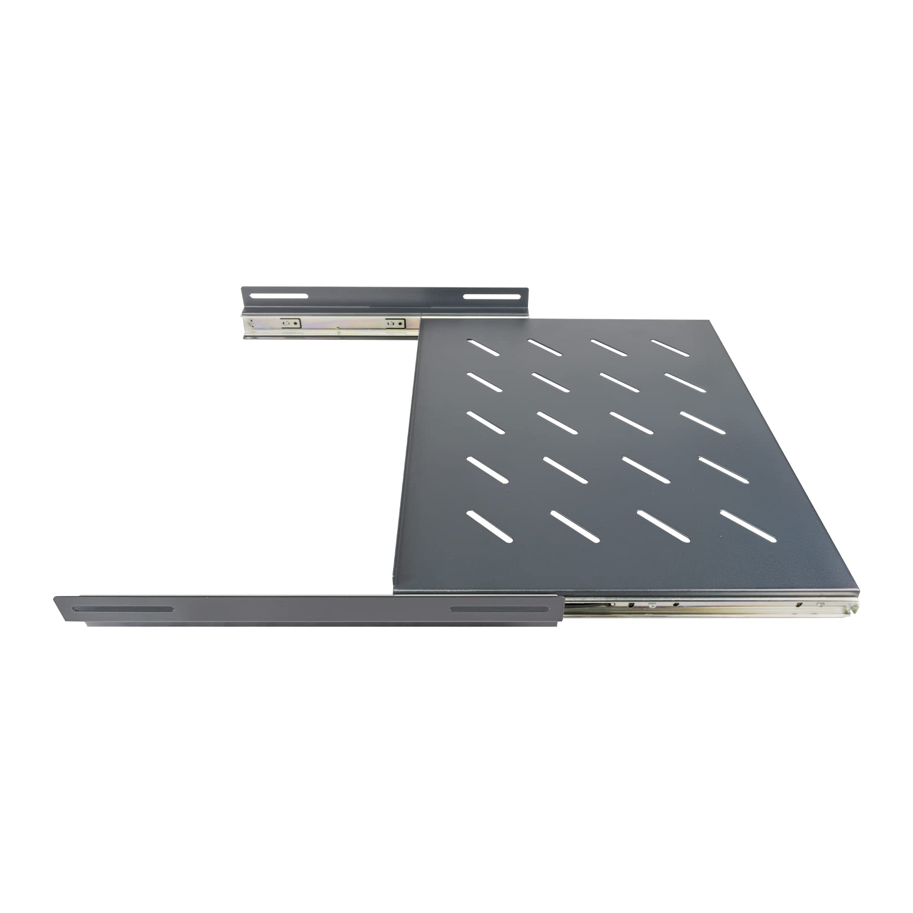 Aiten Data Plateau Coulissant en Grille 1U avec 470 mm de Large x 350 mm de Fond pour Armoire Rack de Sol 19" avec Fond 600 mm en Acier laminé Capacité 20 kg