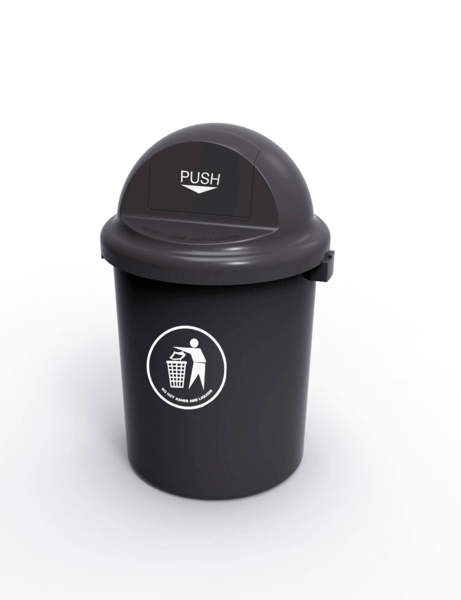 Chabrias Ltd Dark Grey Plastic Rubbish Bin - 80 Litre Heavy-Duty Recycling Bin With Push Flap Lid