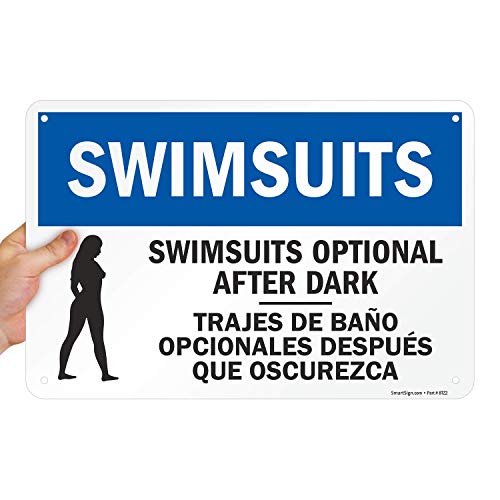 Panneau Swimsuits Optional After Dark signalétique piscine extérieure et spa rigide