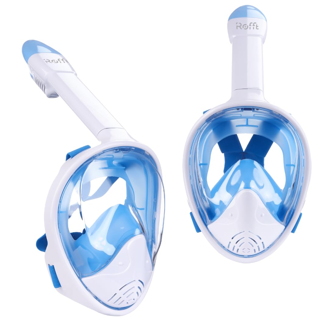 ROFFT Full Face Snorkel Mask with Latest Dry Top System,Foldable 180 Degree Panoramic View Snorkeling Mask with Camera Mount,Safe Breathing,Anti-Leak&Anti-Fog