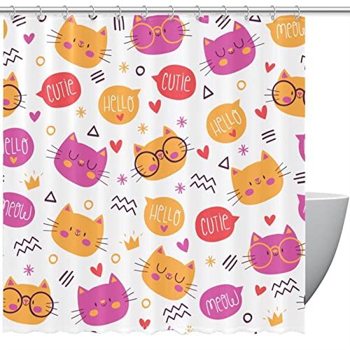 Rideau de douche imperméable pour éviter les éclaboussures motif chat - 2