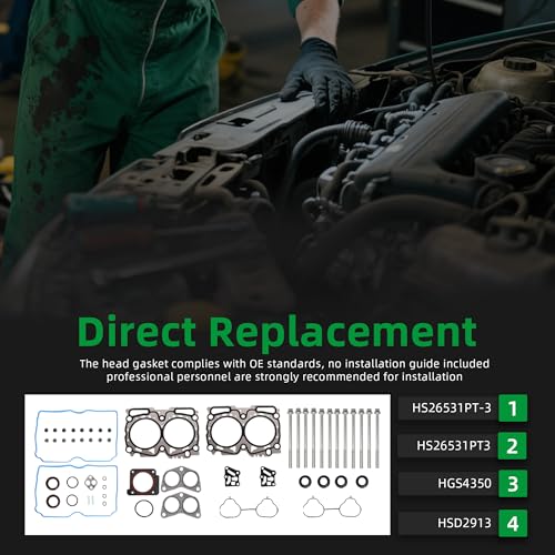 Image of Head Gasket with Bolts Set HS26531PT-3 ES72212, 2010-2012 for Subaru Legacy, 2010-2012 for Subaru Outback, for 2.5L H4 16V SOHC 2458cc, Engine Code: EJ253, HGS4350 HSD2913(55pcs)