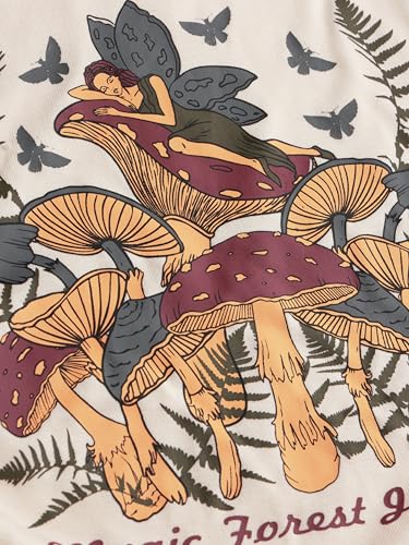 CIDER Long Sleeve Tops for Women Magic Forest Mushrooms Graphic Crew Neck Semi-Transparent Jersey Top2