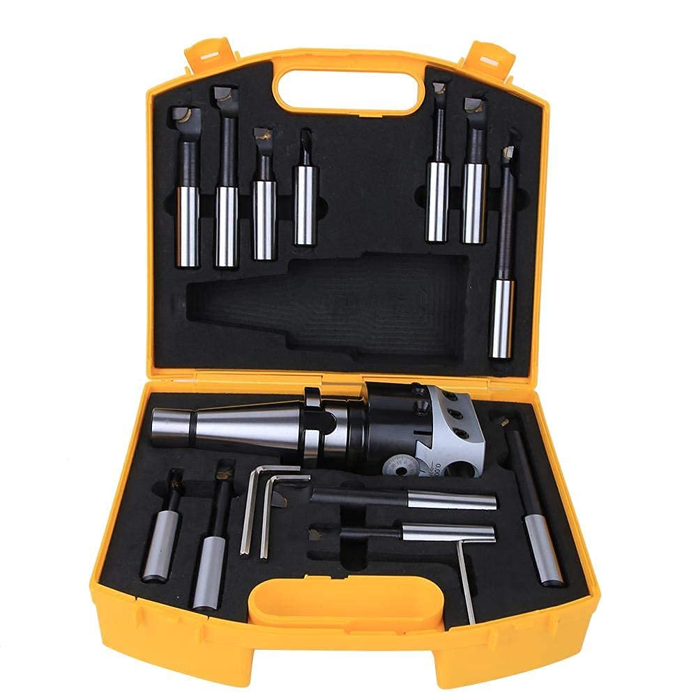 Zestaw do wytaczania, Walfront 40CR Wysokiej jakości zestaw narzędzi do frezowania metrycznego CNC F1-18 o średnicy 75 mm ze schowkiem (NT40-F1-18-12PCS)
