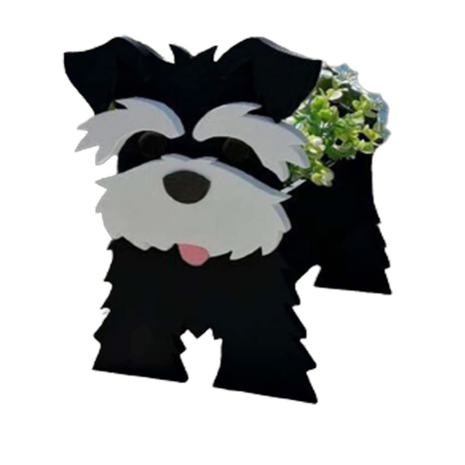 CQCUJBB Shih Tzu Dog Planter Plant Pot Flower Pot For Garden Decoration, Small Pupy Gifts For Women, Dog Shape Plant Container Holder Lovely Gift Desk Storage Box (Schnauzer Black, 34 * 24cm)