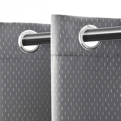 Cortinas opacas abstractas con 6 ojales para dormitorio en juego de 2 paneles de 42" 3