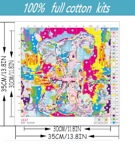 Image of Elephant Stamped Cross Stitch Kits for Adults Beginner, Easy Counted Cross Stitch Kits Printed Butterfly Stitching Patterns Dimensions,Cute Needlepoint Art Crafts Embroidery Kits for Home Decor