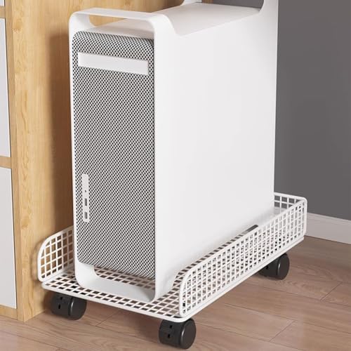 Soporte para CPU con carrito móvil, base para gabinete, con polea, color blanco miniatura 5