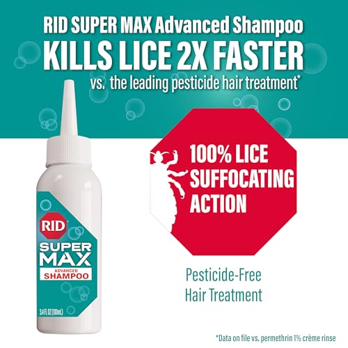 Image of RID Super Max Advanced Shampoo Lice Removal Treatment, 3.4 Fl Oz, Includes Nit Removal Comb