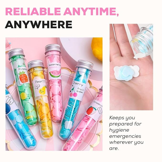 Image of YBN 2pc Disposable Paper Soap Tube, Mixed Fragrance Soap Sheets, Flower Design, Compact and Portable Foaming Hand Wash, Gentle on All Skin Types, Dissolves Easily, Hygienic and Travel-Friendly