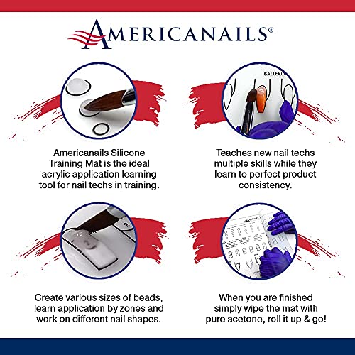 Americanails Acrylic Nail Training Mat - Silicone Trainer Sheet For Application Practice, Flexible Roll Up Pad Template For Acrylic Fingernails, Learn How To Apply Acrylic Nails #TOP4