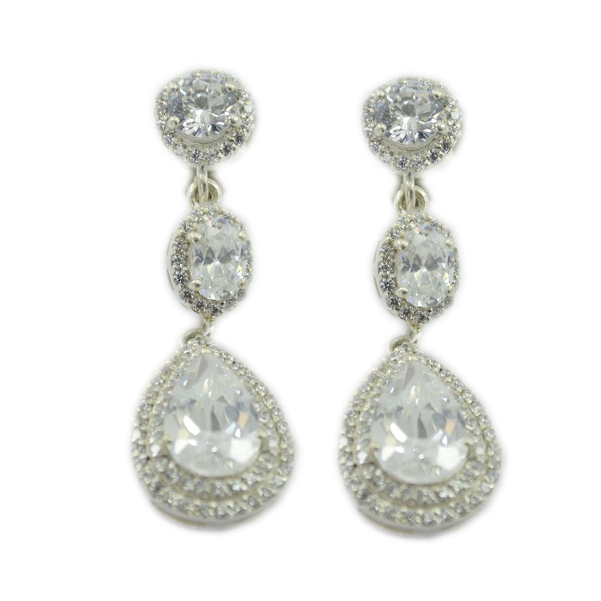 Boucle d'oreille en argent 925 et cz blanc taille poire éclat d'exception - 5