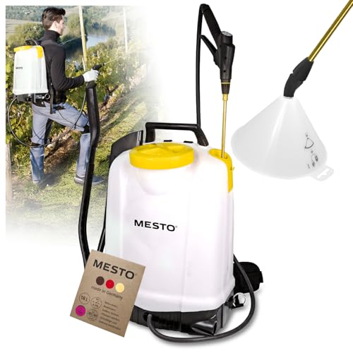 MESTO RS185 Rückenspritze 18 L Set inkl. Spritzschirm | Gartenspritze mit 6 bar Druck | Ergonomisches Abstellventil & Kontrollmanometer |...