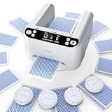 KPAW Automatischer Kartenhändler, wiederaufladbar für 2 Decks, 4 Zeichnungs-Fernbedienungen, 360° & 180° Drehung, 1-12 Spieler, Kartenhändlermaschine mit Poker, UNO, Bridge, Blackjack & mehr (Weiß)