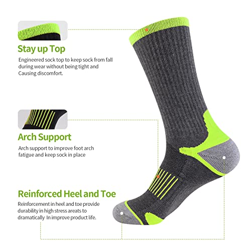 Joynée Mens Athletic Crew Socks For Men Cushion Casual Running Sports Workout Sock 6 Pack,Dark Grey2,Sock Size 10-13 #TOP2