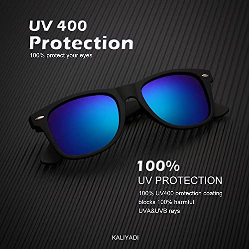Image of KALIYADI Polarized Sunglasses for Men and Women Matte Finish Sun glasses Color Mirror Lens UV Blocking (3 Pack)