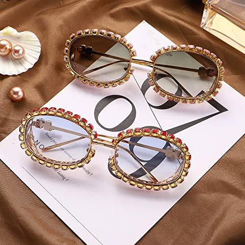 CGZWFERA-Steampunk Metal Oval Technology Sense Sunglasses Personality Handmade Chain Multicolor Sunglasses UV4003