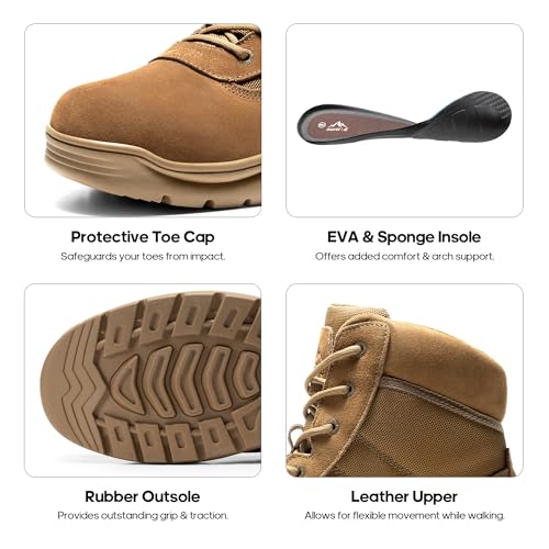 Image of NORTIV 8 Men's Waterproof Tactical Work Boots Leather Outdoor Hiking Military 6 Inches Motorcycle Combat Boots