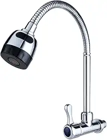 Torneira Cozinha Gourmet Parede Flexível Metal Cromado Inox 2 Jatos contínuo e arejador 1/4 volta Tulipa Luxo Premium