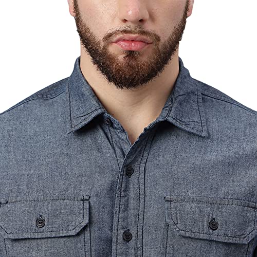 Image of Woodland Men Cotton Solid Regular Fit Long Sleeves Shirts