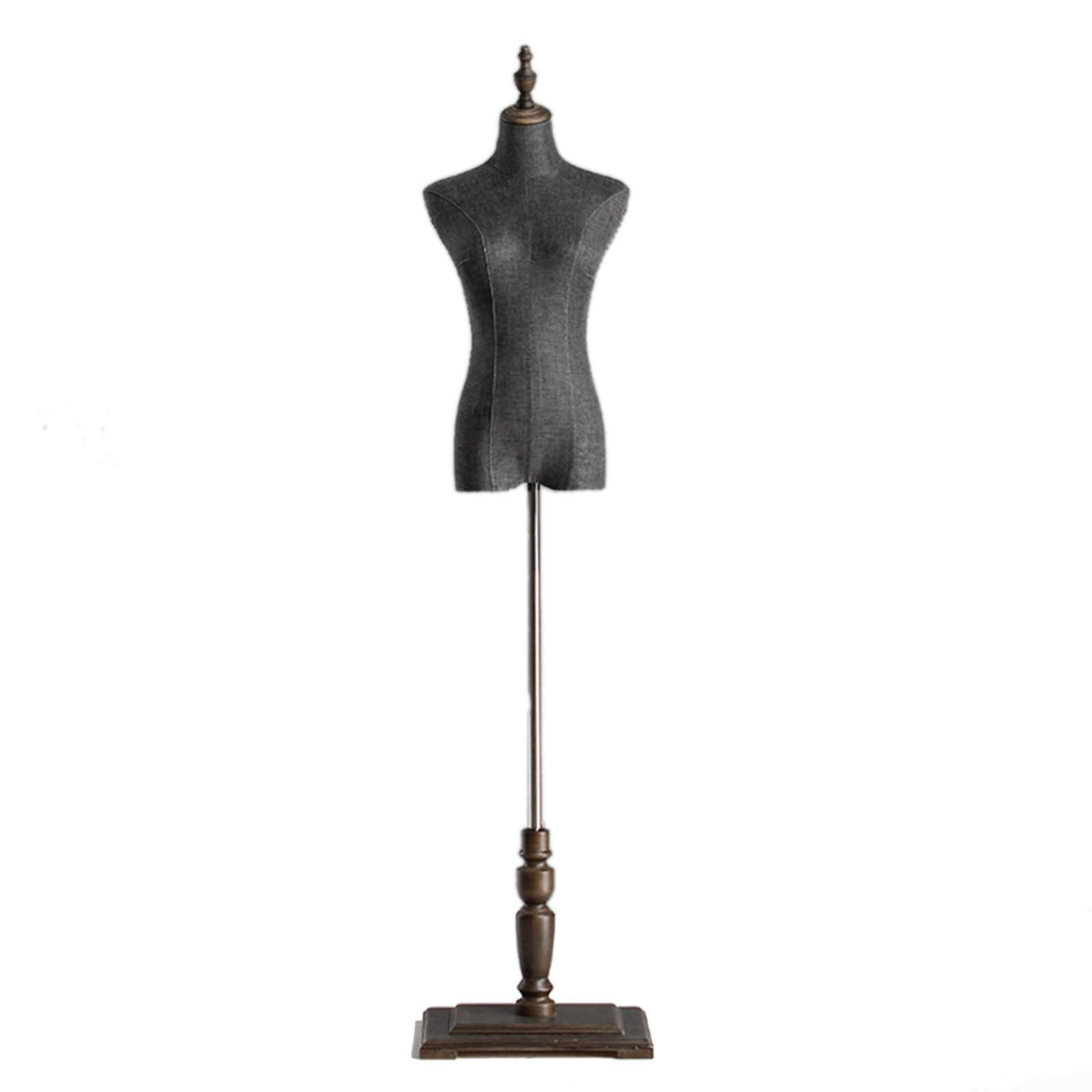 Manekin, czarny regulowany kobiecy biust z drewnianą podstawą, manekin do połowy biustu do wyświetlania ubrań, biust 86 cm/33,8 cala, idealny do sprzedaży detalicznej i