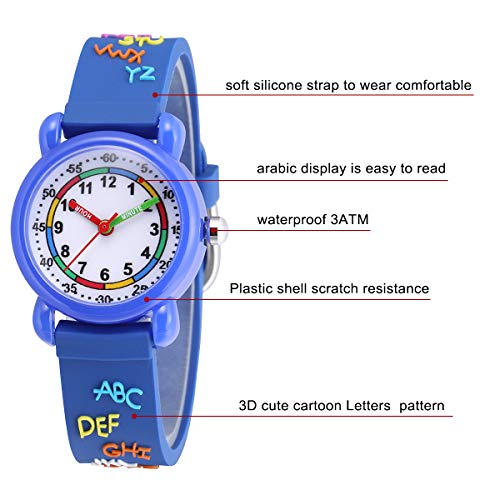 Image of Jewtme Kids Time Teacher Watches 3D Cute Cartoon Silicone Children Toddler Butterfly Wrist Watches for Ages 3-10 Boys Girls Little Child