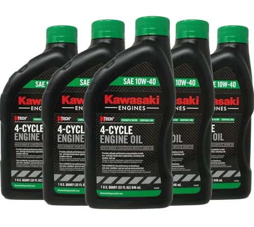 5-Pack of SAE 10W40 4-Cycle Engine Oil Compatible with Kawasaki Motors