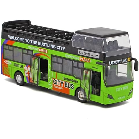 Crelloci London Double Deker Bus Toy-1:32 Scale Die Cast Model Stagecoach Buses Pull Back City Bus Kids Play Vehicle with Light and Sound for Kids Age 3 4 5 6 Years Old Boys Girls (Green) Cover