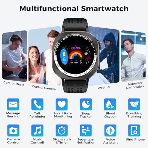 Image of Smart Watch (Answer /Make Call), 1.43 inch Millitary Smartwatch 60 Days battery | 3D-AMOLED, 130+ Sports Fitness Watch, Heart Rate /Sleep Monitor, LED Flashlight, IP68 Waterproof Activity Tracker Android iOS