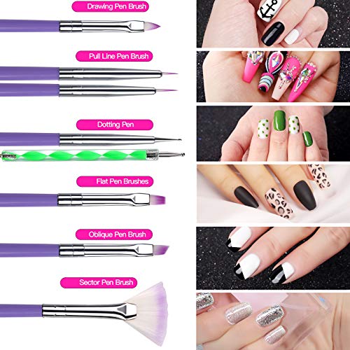 image for Teenitor Nail Art Decoration Kit with Nail Design Brushes Glitters Foi
