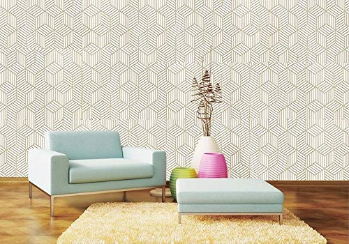 HEUREKA Designer Golden linesWallpaper Self Adhesive, Peel and Stick, Removable, Decorative Wall Covering for Home Decoration - 1000 x 45 cm
