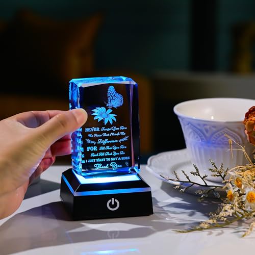 Image of Thank You Gifts for Women Men - Crystal Engraved Decor with led light Presents for Teacher Doctor Nurse Boss Coworker - Inspirational Appreciation Gift for Female Male Leader Best Friends Grateful