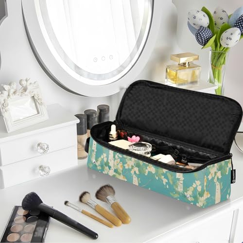 White Birch Blue Hair Tool Travel Bag for Women and Heat Resistant Mat with Zipper Curling Iron Travel Holder Storage Bag for Curling Iron Straightener Flat Hair Dryer Women Essentials Storage miniatura 6
