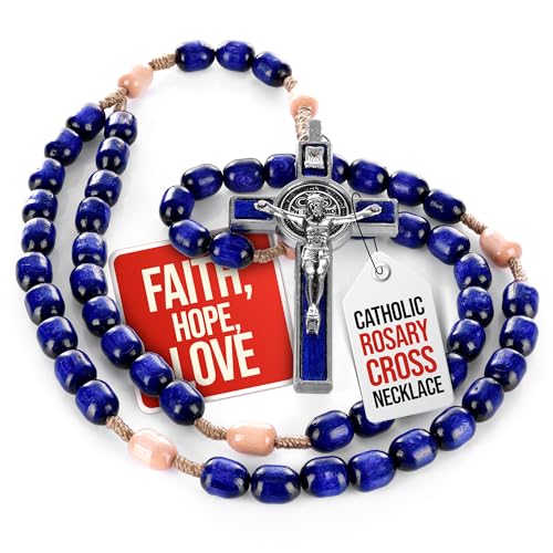 Italian Rosary with Pope Leo XIV Apostolic Blessing – Large Beads Catholic Necklace for Car Mirror, First Communion, Religious Keepsake Gift
