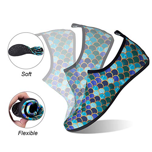 Image of WateLves Water Shoes for Womens Mens Barefoot Quick-Dry Aqua Socks for Beach Swim Surf Yoga Exercise New Translucent Color Soles