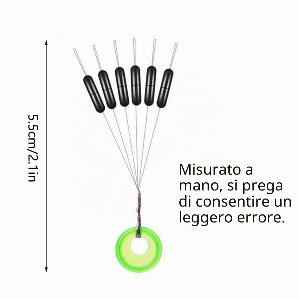 300 tappi per galleggianti da pesca, 50 gruppi 6 in 1, perline spaziali in gomma cilindriche, galleggianti da pesca, fermate per fiumi, laghi, bacini idrici