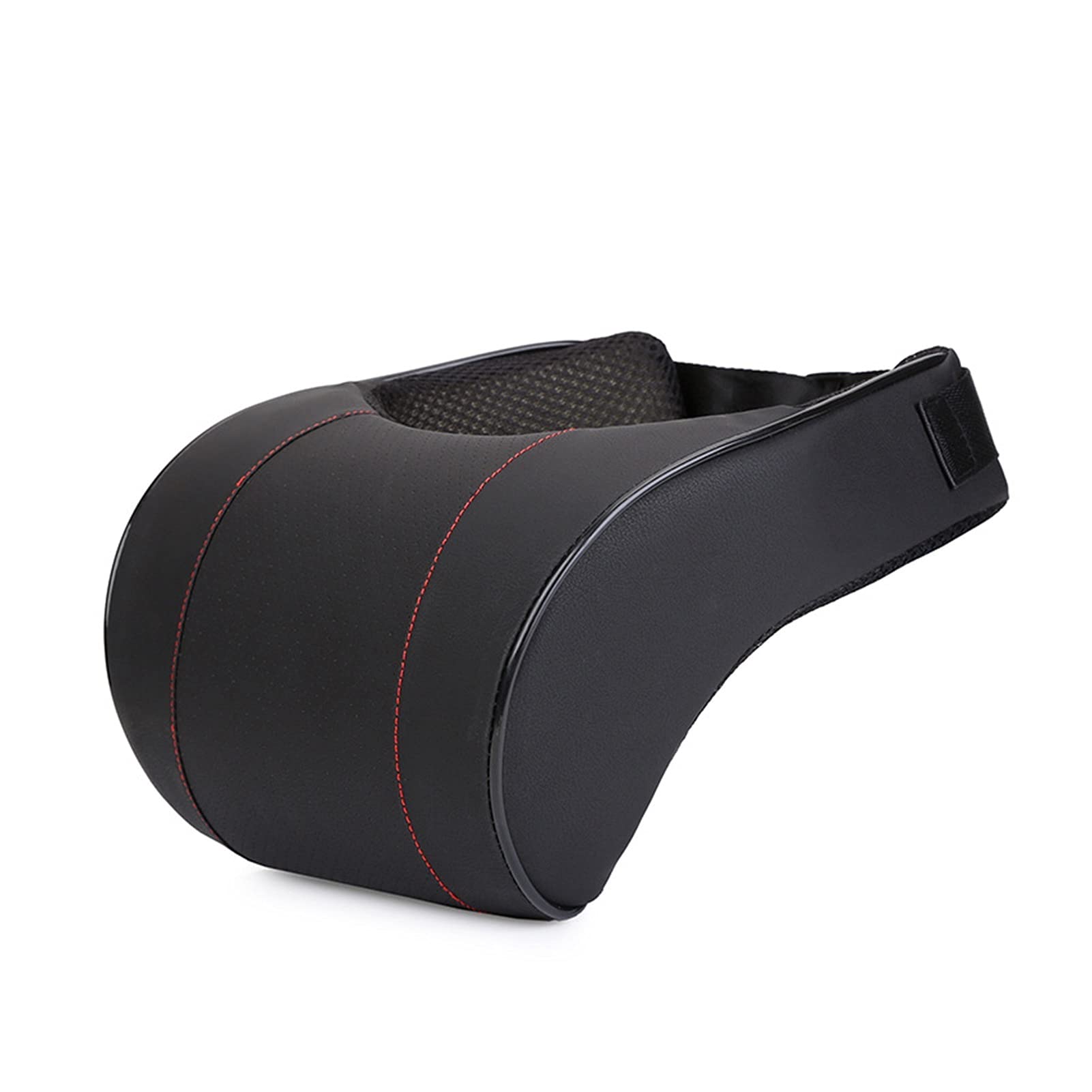 Cuscini per Il Collo dell'auto Protezione per poggiatesta in Pelle PU Cuscino per poggiatesta Universale Nero/Rosso Facile da installare e da Pulire (Color : Black)