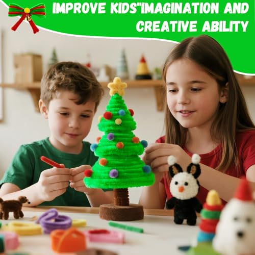 Image of VZF Fruit Green Pipe Cleaners Craft,Creative Craft Pipe Cleaners for Flower Making,Chenille Stems Crafting Pipe Cleaners Artificial Flowers,Craft Supplies for Home Festivals DIY,Christmas Decoration