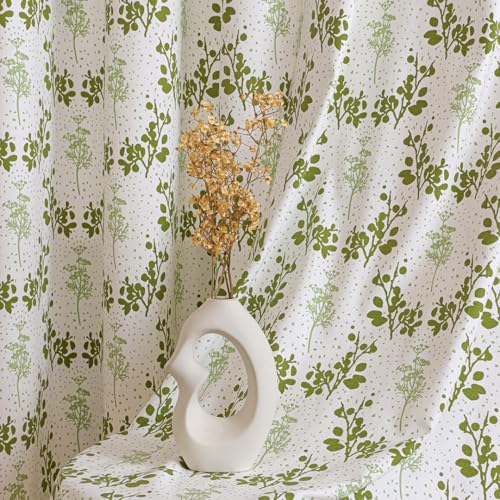 Image of HOMEMONDE Cotton Curtain for Window - Floral Printed Room Darkening 6 Feet Curtain, Rod Pocket Top Style 1 Piece - (Botanic Hush, 72 Inch)
