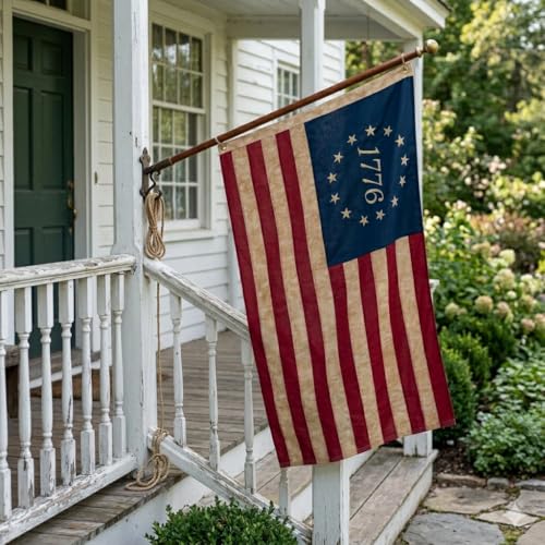 FLAGPARK Vintage Bennington 1776 Flag 3x5 FT, Tea Stained 76 Betsy Ross USA Flags, Embroidered 250th Anniversary 13 Stars Colonies Heritage Flags, Heavy Duty Antique US Banner by FLAGPARK - Used condition - Image 2