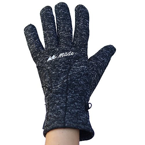 Mountain Made Cold Weather Knit Gloves For Winter Outdoors Men and Women (Large)