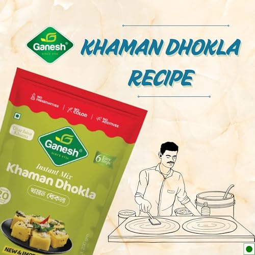 Image of Ganesh khaman dhokla 200 gram (pack of 5) mix instant breakfast mix quick breakfast instant ready to cook mix pure veg indian snack mix