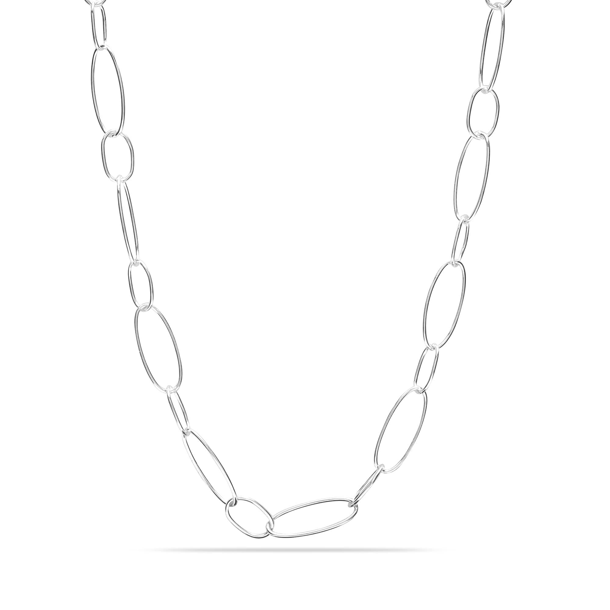LeCalla 925 Sterling Silver Necklace Big Link 6.5MM 7MM Handmade Italian Paperclip Link Chain Necklace for Women, Made in Italy (18, 20, 24, 36 Inches