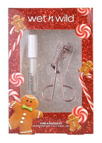 Wet n Wild Curl and Dazzle Kit, Caja de Regalo de Maquillaje para Ojos con Rizador de Pestañas + Máscara en Gel Transparente para Pestañas y Cejas con Fórmula Nutritiva