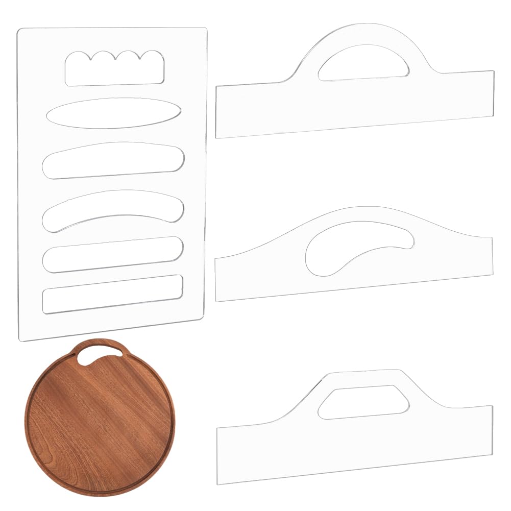 NBEADS 4 Pcs 9 Styles Gabarit de Poignée de Planche à Charcuterie, 4mm D'Épaisseur Gabarit de Toupie en Acrylique Gabarit D'Incrustation de Toupie Transparent pour le Travail du Bois et L'Artisanat