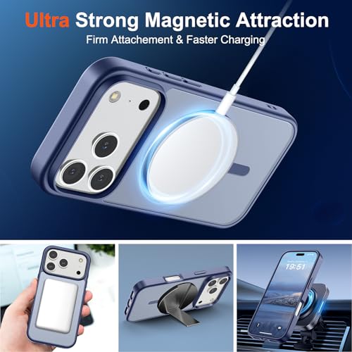 Image of SUPFINE Magnetic for iPhone 17 Pro Case (Compatible with MagSafe)(Military Grade Drop Protection) Translucent Matte Shockproof with Anti-Fingerprint Phone Cover 2025,Lavender Gray