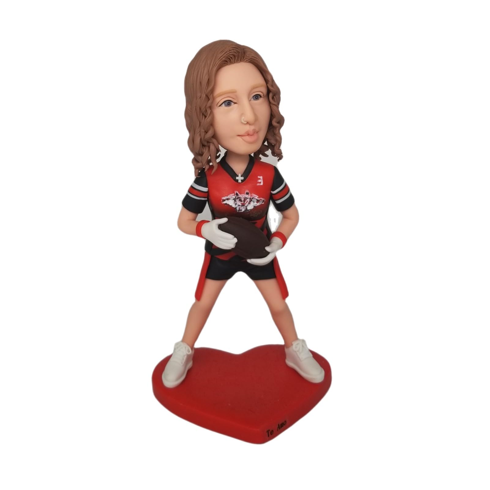 Niestandardowa figurka Bobbleheads spersonalizowane prezenty urodzinowe dla dziewczynki, dziewczyny w rugby, 100% ręcznie robiona spersonalizowana figurka, prezent dla mamy, przyjaciółki, córki, biura