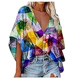 Damen Bluse Top Solide Stilvolle T-Shirts 80 Er Jahre Klamotten