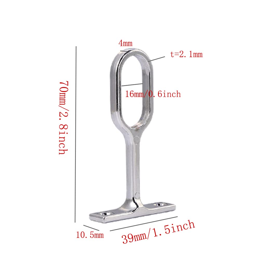 Lokatall Closet Rod Support, 8Pcs Clothes Pole Rack Solid Zinc Alloy Adjustable Oval Wardrobe Rail Rod Top Bracket Ceiling Curtain Pole Brackets for Clothe Rail Cabinet Wardrobe Curtain