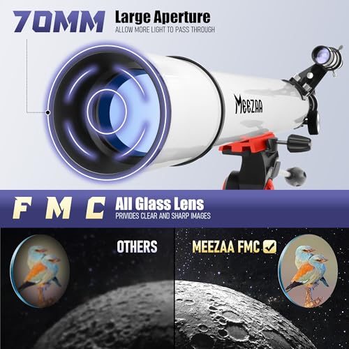MEEZAA Teleskop, Teleskop Astronomie Erwachsene Profi, 70mm Blende 700mm Refraktor Teleskope für...